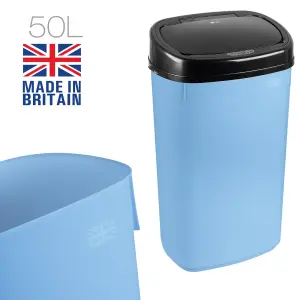 Dihl - UK MADE - 50L Blue Sensor Bin with Black Sensor Lid Kitchen Waste Dust Bin Automatic Motor