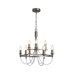 The Lighting Edit Massalia Matt Pewter effect 9 Lamp LED Pendant ceiling light, (Dia)500mm