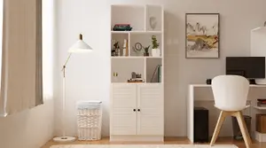 ELISE White Bookcase With 2 Doors