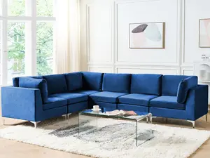 Corner Sofa EVJA Navy Blue Velvet Right Hand