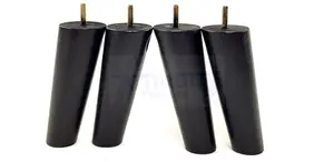 Angled Wood Furniture Feet 150mm High Black Replacement Furniture Legs Set Of 4 Sofa Chairs Stools M8