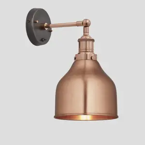 Industville Brooklyn Cone Wall Light, 7 Inch, Copper- Copper Holder