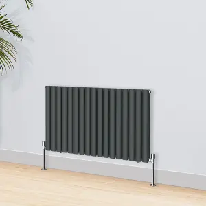 Right Radiators 600x1003mm Horizontal Double Oval Column Designer Radiator Anthracite