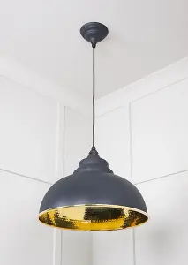 Hammered Brass Harborne Pendant in Slate