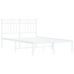 Berkfield Metal Bed Frame with Headboard White 120x190 cm