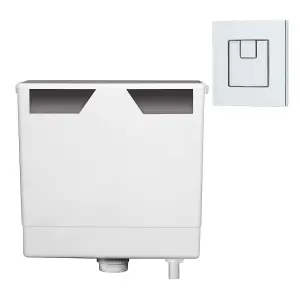 Ether Compact Concealed Dual Flush Cistern with Chrome Square Flush Button