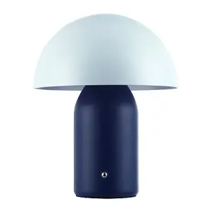 Modern Rechargeable Mushroom Table Lamp in Midnight and Nova Blue - Touch Dimmer