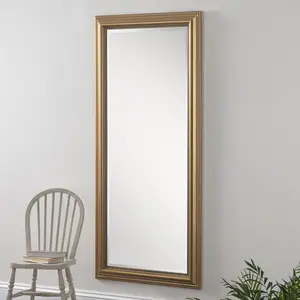 Magdalene Flat Wall Mirror Gold / 77.5cm H x 169cm W