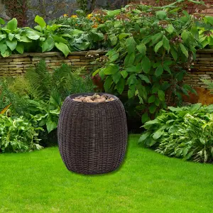 Solar Fountain Water Feature Rattan Effect Garden Outdoor Decor Patio 45cm