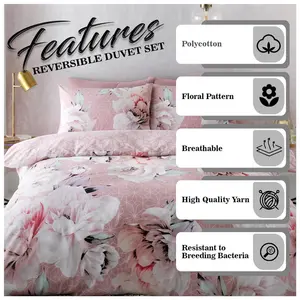 Pizano Cotton Blend, Polyester Floral Duvet Cover Set with Pillowcases Single - 1 Standard Pillowcase