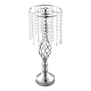 Wedding Table Centerpiece Metal and Crystal Vase in Silver