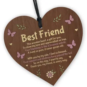 Red Ocean Thank You Gift For Best Friend FRIENDSHIP SIGN Wooden Heart Gift For Him Her Birthday Gifts For Best Friend