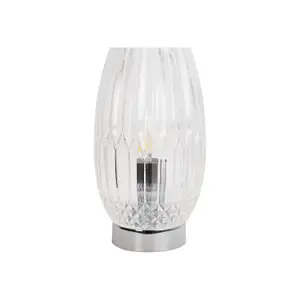 First Choice Lighting Set of 2 Facet Chrome with Clear Faceted Glass Table Lamps