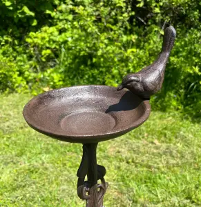 Ornate Cast Iron Bird Bath Ground Stake