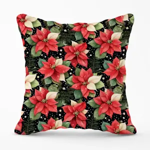 Poinsettia, Watercolor Style Cushions 60cm x 60cm