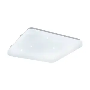 EGLO Frania-S Square Metal And Plastic With Crystal Effect Integrated LED Flush Light, (D) 28cm