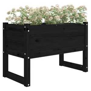 Berkfield Planter Black 78x40x52 cm Solid Wood Pine