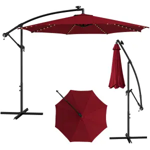 Costway 3 m Patio Solar-Lighted 112 LED Cantilever Offset Umbrella W/ Crank Tilt