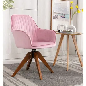 Upholstered Swivel Dining Chair Pink Velvet