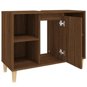 Berkfield Sink Cabinet Brown Oak 80x33x60 cm Engineered Wood