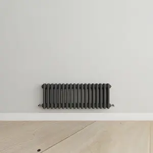 Horizontal Anthracite Triple Column Radiator (H) 300mm x (W) 830mm, 2615 BTU.