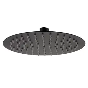 Zoia Round Stainless Steel Black Rainfall Shower Head (W)250mm