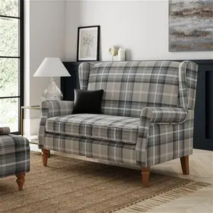 Dunelm Oswald Small 2 Seater Sofa, Country, Grey Oswald Wingback, Textured Weave Fabric