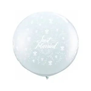 Qualatex Just Married Latex Flowers Balloon (Pack of 2) Clear (One Size)