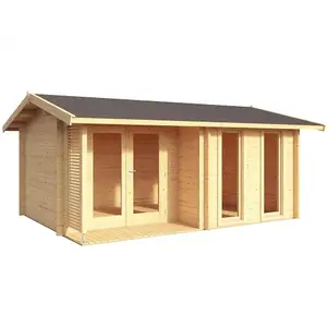 Lasita Hampstead Garden Log Cabin - 4.2m x 3m - Apex Garden Summer House with Canopy Area - Double Glazed