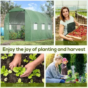 Outsunny Polytunnel Walk-in Garden Greenhouse with Zip Door and Windows 3 x 2M