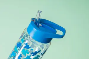 Interiors by Premier Durable Blue Shark Water Bottle, Portable Spout Lock Bottle, Robust PP Plastic Transparent Outer Bottle