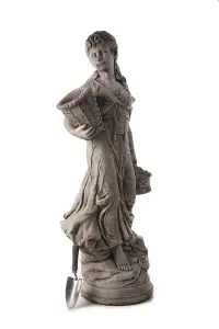 Large Stone Cast Lady Carrying Basket Garden Statue