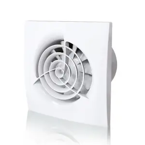 BLAUBERG TRIO (99mm / 4 inch diameter spigot) White Run-on-Timer Bathroom Extractor Fan. Energy efficient and Long Lasting Motor