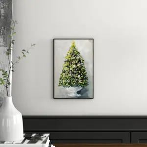 Christmas Tree 1 - Single Picture Frame Painting White Frame / 91.44cm H x 60.96cm W