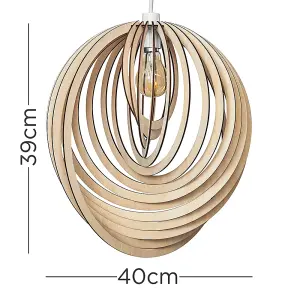 ValueLights Lenko Modern Droplet Shaped Wooden Spiral Design Self Assembly Ceiling Pendant Light Shade