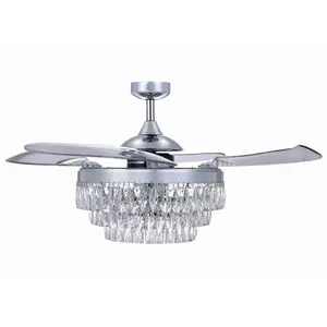 Beltran 122'' Ceiling Fan with Light Kit Chrome with Transparent Blades