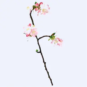 Bloom Artificial Single Aika Cherry Blossom Branch Stem - Faux Fake Silk Flower Indoor Home Decoration Floral Arrangements - L55cm