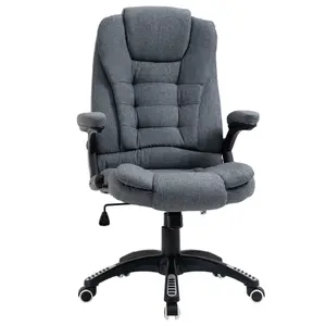 Vinsetto High Back Home Office Chair Swivel Linen Fabric Desk Chair, Dark Grey