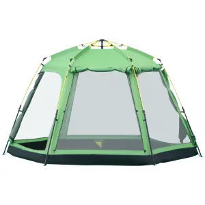 Outsunny 6 Person Camping Tent 2-Tier Pop-up Tent w/ Portable Carry Bag