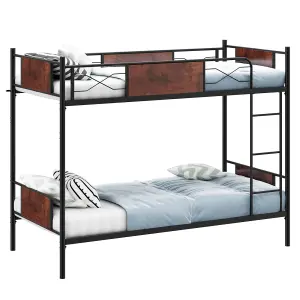 Costway Metal Bunk Bed 3FT Single over Single Loft Bed Frame W/ Ladder Safety Guardrail