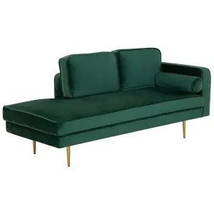 Right Hand Velvet Chaise Lounge Emerald Green MIRAMAS