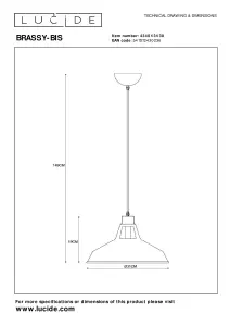 Lucide Brassy-Bis Industrial Pendant Light 31cm - 1xE27 - Black