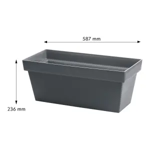 Verve Nurgul Dark grey Plastic Rectangular Trough (H)23.6cm (W)58.7cm