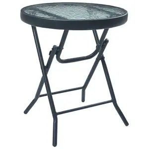 Berkfield Bistro Table Black 40x46 cm Steel and Glass