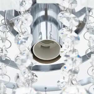 Modern 23cm Dia Chandelier Droplet Crystal Ball Chrome Mount Ceiling Light Fixture