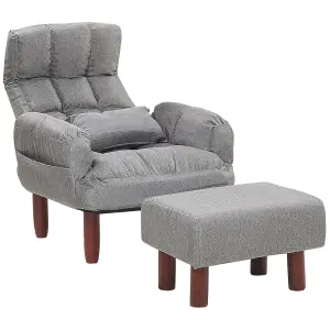 Recliner Chair OLAND with Footstool Fabric Grey