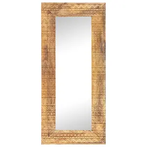 Berkfield Hand-Carved Mirror 110x50x11 cm Solid Mango Wood