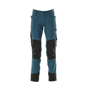 Mascot Advanced Stretch Trousers with Kneepad Pockets - Dark Petroleum   (28.5) (Leg Length - Short)