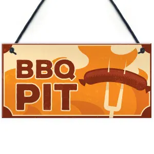 BBQ Pit Sign Novelty Garden Summerhouse Man Cave Sign Home Gift For Men