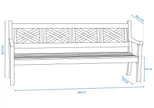 Winawood Speyside 4 Seater Wood Effect Bench - Powder Blue